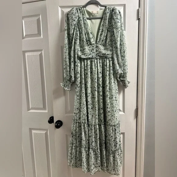 Altar'd State | Dresses | Altard State Sage Green Floral Maxi Dress Size  Medium | Poshmark